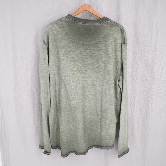 ZIMEGO Men's Sz XXL Long Sleeve Crew Neck Green Color Dye Washed Hipster T-Shirt - Picture 5 of 8